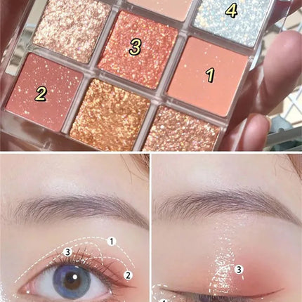 9 Colors Chocolate Eye Shadow Palette Pearly Matte Earth Color Eyeshadow Pallete Shiny Sequins Eye Pigments Lasting Makeup