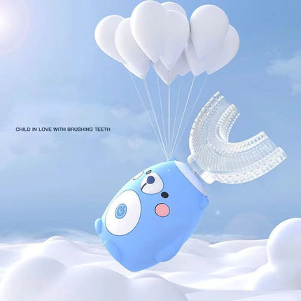360° Sonic Electric Toothbrush for Kids Children U Shape Automatic Silicone Tooth Brush Smart Timer Rechargeable Blue Light IPX7