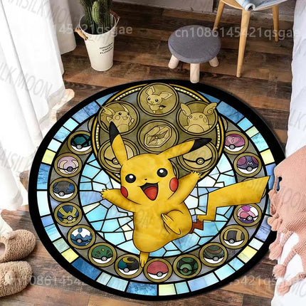1PC Cartoon Japan Pokemon Sylveon Print Round Carpet for Living Room Bedroom Table Chair Sofa Home Decor Area Rug Luxury Gift