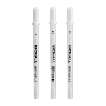 Sakura Gelly Roll Gel Pen White Color 0.5mm 0.8mm 1.0mm High Light Marke Pen Black Cardboard Art Painting Pen White Line Pens