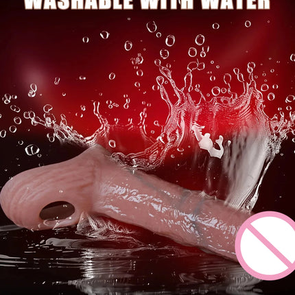 Penis Sleeve Food Grade Silicone Penis Extender Delay Ejaculation Adult Sex Toy Couples Pleasure Reusable Condom Cock Dick Ring