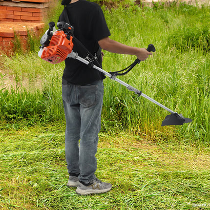 Gas Weed Trimmer 42.7cc, 2-Stroke Gasoline Brush Cutter With 3 Trimming Heads, 6500RPM Grass Trimmer for Garden Lawn Shrub, 1.25KW Brushcutter