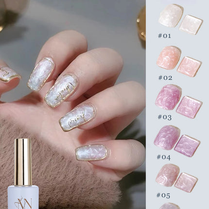 MIANEL 12ML Mother-of-Pearl Mermaid Shimmer Thread Gel Polish 2026 Spring-Summer Collection Fine Glitter Aurora Pearl Nail Art