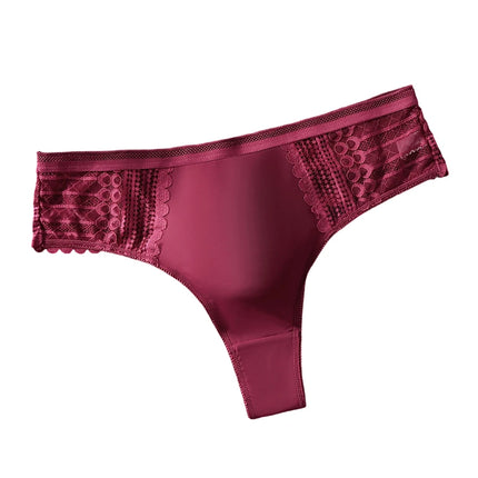 1pc Men's Sexy Lace Briefs Seamless Ice Silk G-String Underwear 3D Bulge Pouch Solid Thong High Elastic Breathable Panties