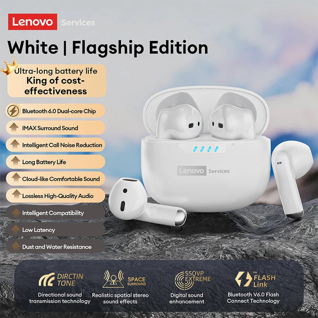 Lenovo LE259 Deep Bass Wireless Earphones Bluetooth 6.0 HD Crystal Calls Gaming Headphones Ultra-Low Latency Earbuds Waterproof