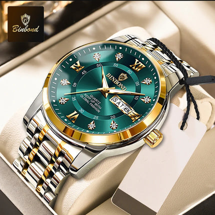 BINBOND Hot New Luxury Fashion Men's Watch Waterproof Luminous Week Date Sport Watch Men's Business Quartz Watch Relogio Masculino