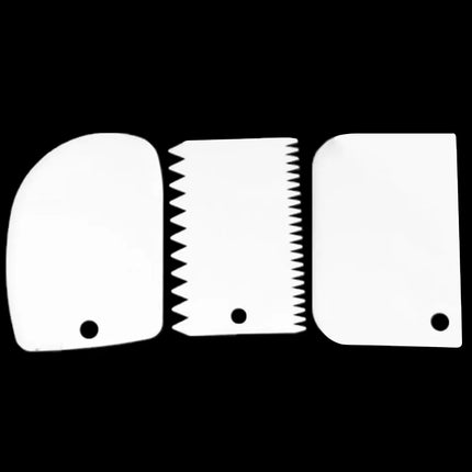 3Pcs Cream Scraper Suit DIY Kitchen  Straight Arc Tooth Shape Cream Bread Cutter Plastic Cake Pasty Scraper Baking Fondant Tools