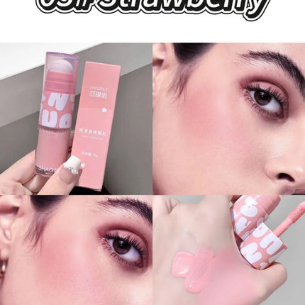 SHAQINUO Double-ended Liquid Blush with Dizzy Dye Brush, Natural, Complexion-enhancing, Low-saturation, Matte Blush Liquid