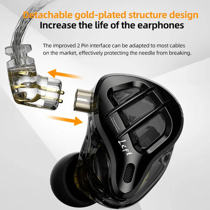 KZ ZAR Hybrid Driver In-ear Monitor 1DD + 7BA HiFi Headphones 2Pin Wired Headphones Music DJ Headphones Sports Gaming Earbud