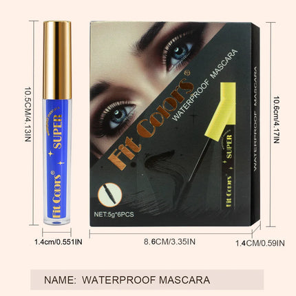 6 Color/Set Colored Mascara Cream Blue Green Lasting Waterproof Mascara Curling Eyelashes Thick Curl 3D Non-smudding Mascara