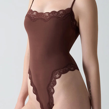 Summer Hot Girl Lace Edge Shoulder Strap Adjustable Jumpsuit Tight Fitting Vest Bodysuits Women's Sports Yoga Shapewear Camisole
