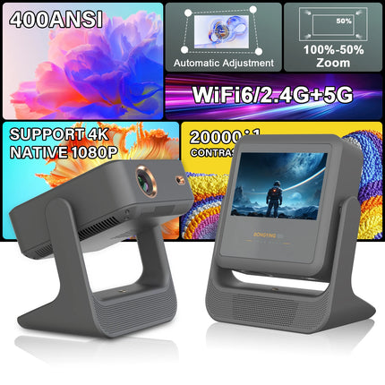 DONGYINGproyector Auto Focus 4K 1080P WiFi Bluetooth Android 12 8-inch Touchscreen HDMI USB 180° Rotation Speaker EU US UK