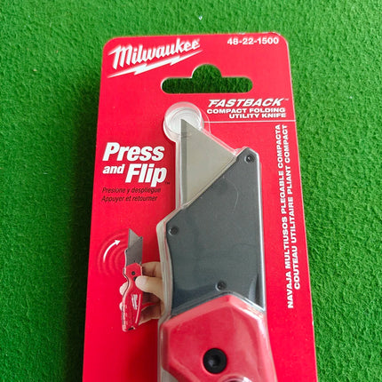 Milwaukee 48-22-1500 FASTBACK Compact Folding Utility Knife Press & Flip Box Cutter