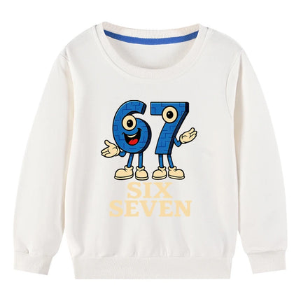 67 Six Seven Funny Digital Graphic Kids Sweatshirt 3-12Years Children's Hoodie Boys Casual Long Sleeve Tshirt Girls Cute Tops