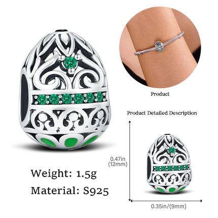 New 925 Sterling Silver Easter Egg Charm European-style Floral Pattern Cutout Charm Fit Original Bracelet DIY Woman Jewelry Gift