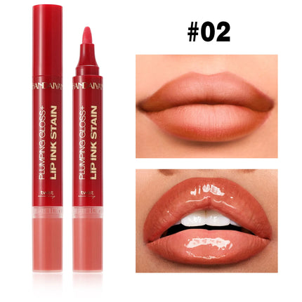 Lip Pencil Liquid Liner Double Head 2in1 Waterproof Tint Nude Oil Plump Gloss Mirror Lasting Moisturizing