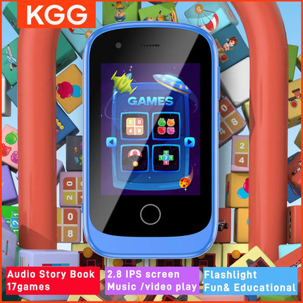 Mini Kids Phone Habit Tracke Camera 2.8inch IPS Word Learn Toy Phone MP3 Player Clock Audio Book Storytelling Eduational Toys