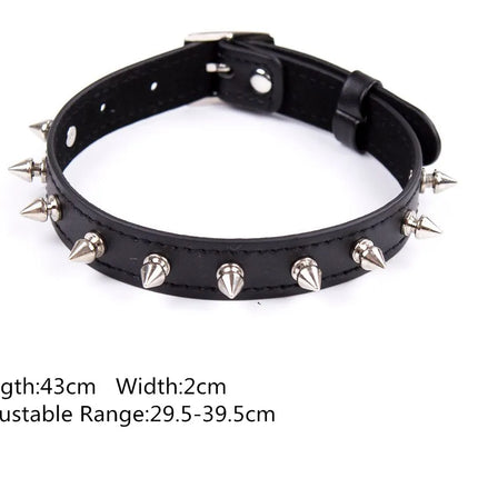 Sexy Leather Punk Rivets Necklace Men Women Couples Bondage Role Play Fetish Collar Flirting Accessory for Gay Party Gift