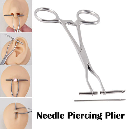 1PC Surgical Steel Professional Belly Ear Tongue Septum Lip Piercing Forceps Tweezer Clamp Self-Locking Piercing Needle Tool