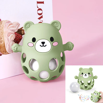 TYRY.HU 1PC Ringing Bell Baby Teether Glove Cute Bear Shape Teether Toy Silicone Care Molar Anti-eating Hand Baby Education Toy