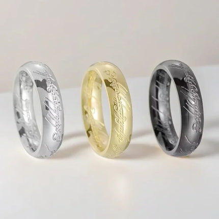 Language Carving Not Fade Rings for Unisex Fashion Minimalist Accessories Titanium Steel Jewelry