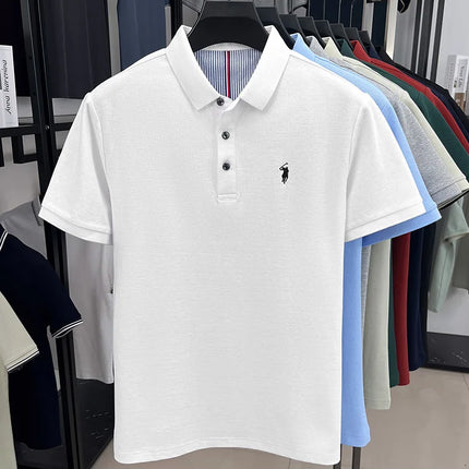 100% pure cotton high-end brand men's short sleeve polo shirt, summer fashion, original pony embroidery, golf polo, casual T-shirt