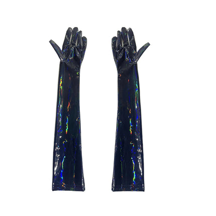 High Elastic Sexy PU Faux Leather Long Gloves Shiny Party Evening Dance Gloves Halloween Cosplay Accessories Punk Street Mittens
