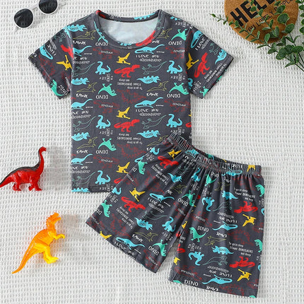 2/4-piece Summer And Autumn Children's Cute Cartoon Print Set For Boys And Girls Comfortable And Versatile Short Sleeved Shorts