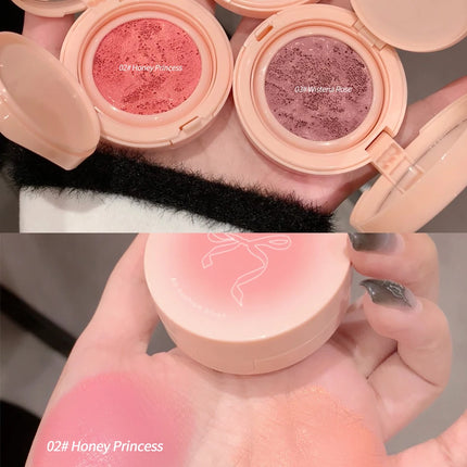 Creamy Air Cushion Blush Hydrating Matte Pink Natural Cheek Tint Brighten Face Waterproof Silky Liquid Blusher Cream With Puff