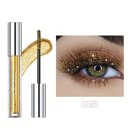 Waterproof Diamond Shine Volume Curl Mascara - Glitter Snow Effect, Smudge-proof Eye Makeup for All Skin Types Women's Cosmetics