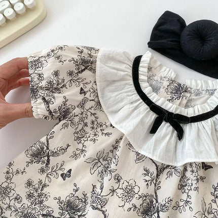 2024 New Summer Toddler Baby Girl Clothes Set Girls Short Sleeved Cotton Printed Shirt+PP Shorts 0-3Yrs Children Clothing Suit