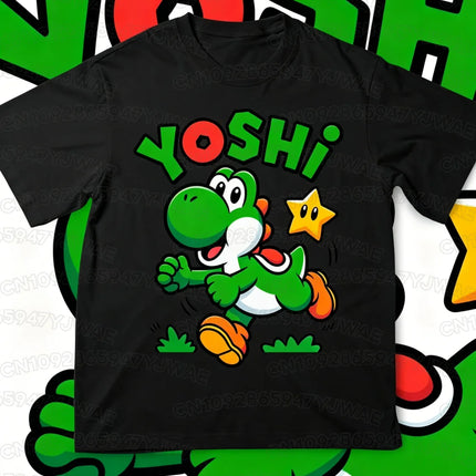 Boys Girls Family Kids T-shirt Tops Summer Cartoon Yoshi Men's Women's Short Sleeve T-shirt Tops
