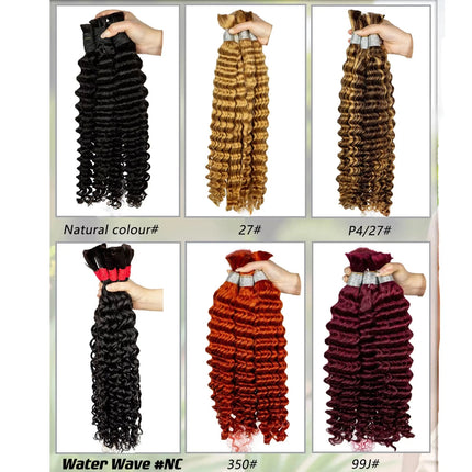 4# Chocolate Brown Deep Wave Bulk Human Hair for Boho Braids No Weft 1 Bundle 50g Human Hair Bulk Curly Extensions for Braiding