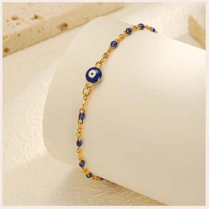 Stainless Steel Lucky Evil Eye Anklet Bracelet for Women, Blue Eye Beaded Chain Foot Anklets Summer Beach Lucky Amulet Gift