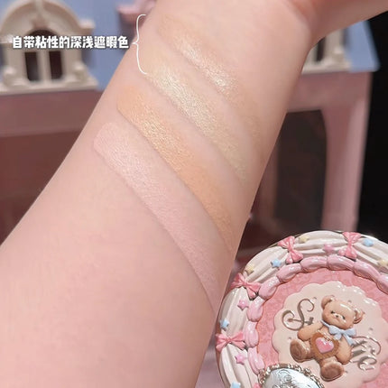 FLOWER KNOWS THE SWEETIE BEAR 4-Color Concealer Brighten Palette Covering Dark Circles Full Coverage Contouring Foundation