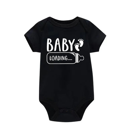 Baby Bottle Print Onesies Funny Casual Home Black Newborn Girl Boy Clothes Short Sleeve Round Neck Summer Infant Outfits