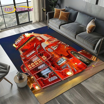 2025 New 3D S-Scania Top Class Truck Lorry Cartoon Rug Carpet for Living Room Bedroom Home Decor, Floor Mat Non-slip Sofa Doormat