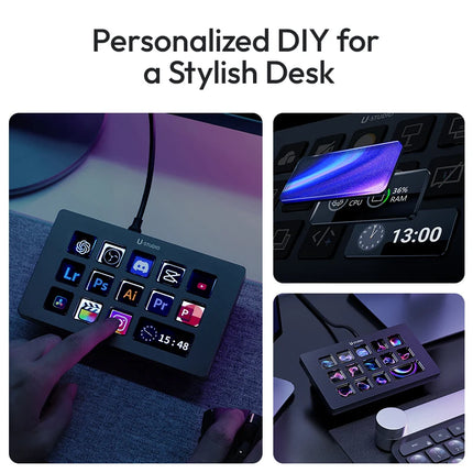 Ulanzi D200H D200 7 in 1 Stream Deck Controler Keyboard with 14 LCD Keys for OBS Live Youtube Content Creation Gaming Office