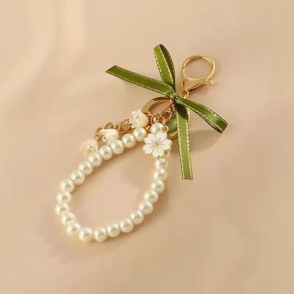2pcs Lily of The Valley Flower Leather Keychain for Women Korea Fashion Sweet Key Chains Green FairyCore Accessories
