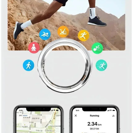 Diamond Smart Ring for Men Women Heart Rate Blood Oxygen Sleep monitoring IP68 Waterproof Sport Modes Ring For Android IOS