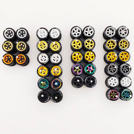 20 Sets 1/64 Wheels Rubber Tires Diameter 9.8mm 11mm 14mm 17mm for Matchbox/Domeka/HW 1:64 Diecast Alloy Car Models