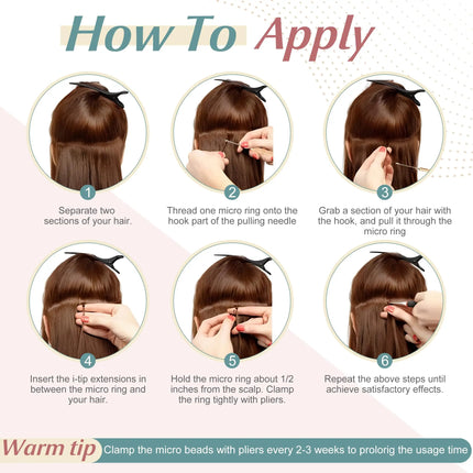 Nano Ring Hair Extensions 100% Human Hair Straight Weft Individual Strands For Damage Free Hair Extensions
