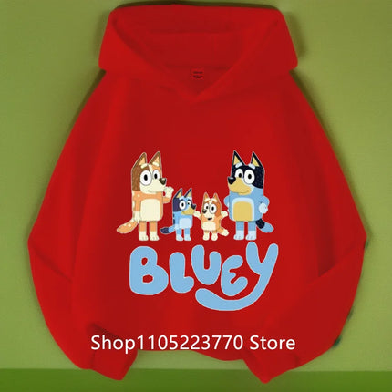 Bluey Kids Hoodie Autumn Winter Cartoon Printed Sweatshirt Cozy Pullover Casual Top for Boys Girls