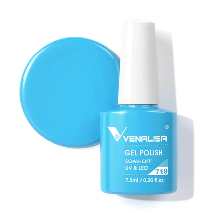 Venalisa 7.5ml Gel Nail Polish, White Cap, Glass Formula, No Wipe Top Coat, UV LED Soak-Off Glitter Color Nail Lacquer