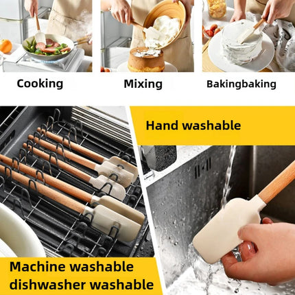 Non-baking Stick Silicone Spatula with Wooden Handle–Cake Icing&Jam Spreader,Cream Butter Cooking Baking Spatula Heat Resistant