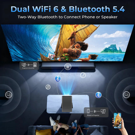 LynCast Outdoor Projector with WIFI 6 and Bluetooth 5.4, 1080P, 8K Support, Android 14, 1500ANSI, Home Theater, X7AR