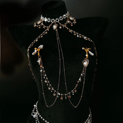 Metal Nipple Clamps Body Chains Butt Plug Set Sexy Women Jewelry Lingerie Breast Restraints Clitoral Stimulators Anal Dilator SM