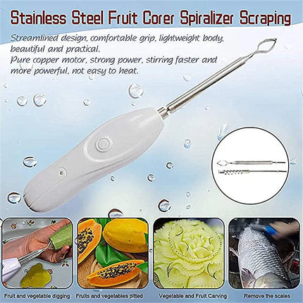 Electric Fruit Corer Electric Scale Scraper Egg Beater Rechargeable Vegetable Core Digger Remover Wear-resistant Rotating Cutter