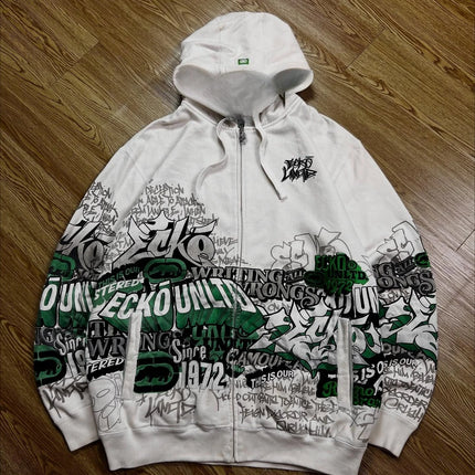 Explosions Y2K Hooded sweater Men American Retro Hip-Hop Street Graffiti Unisex Zipper Hoodie Fashion Printed Pattern Sweatshirt