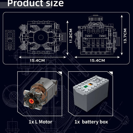 Mould King 10171 V8 Engine LSX454 Building Blocks Sets 8-Cylinder Car Building Engineering Toys for Kids Adults Gift (487+pcs)